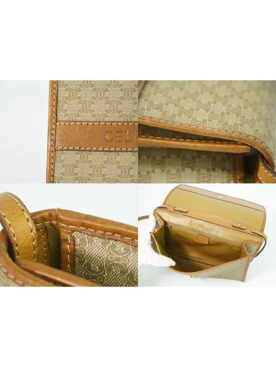 Celine Macadam 2-Way Shoulder Bag Clutch Pochette Beige - Picture 8 of 9